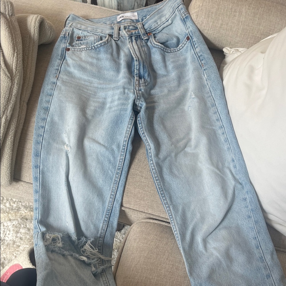 Zara Light Blue Straight Leg Jeans